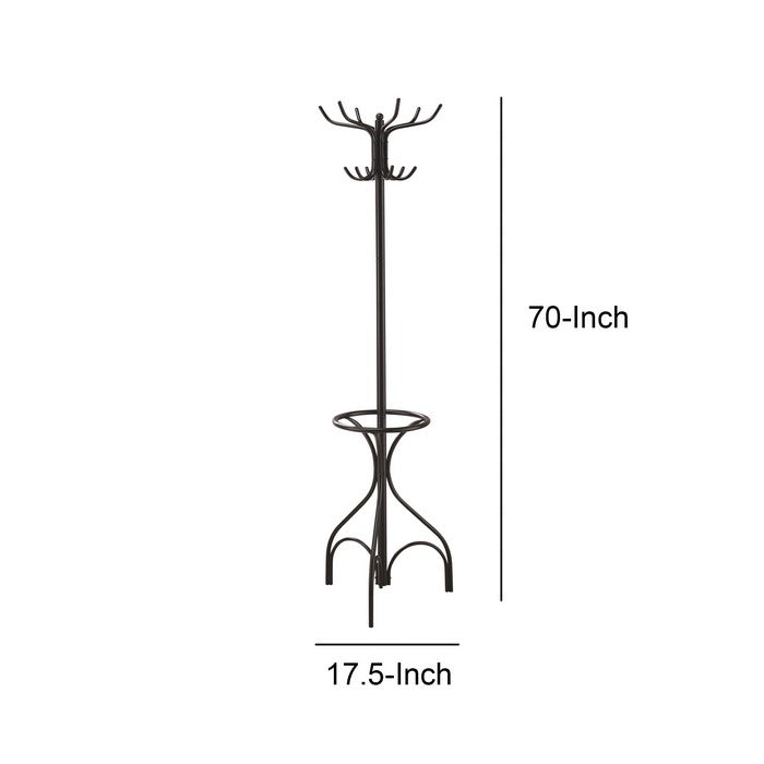 Metal Coat Rack With Umbrella Stand, Black