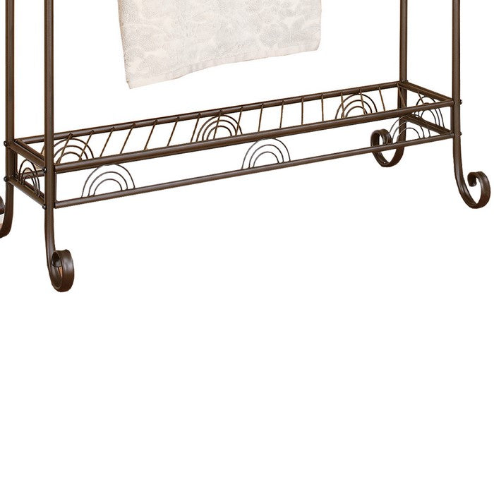 Freestanding Metal Towel Rack, Dark Bronze