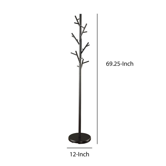 Shiny Twig Style Metal Coat Rack, Black