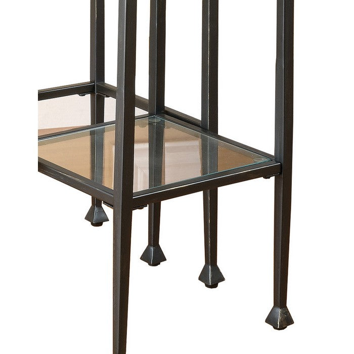 Set Of 2 Metal Nesting Tables With Glass Top, Black