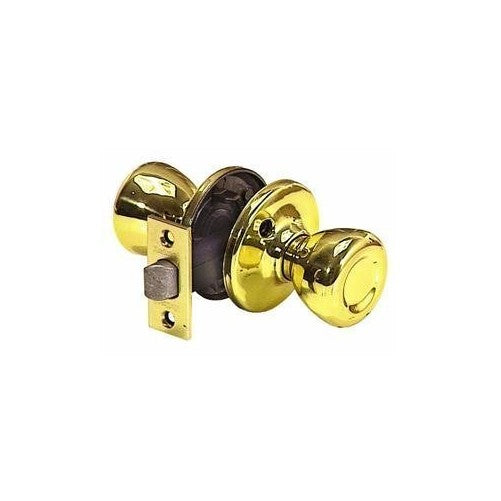 KWIKSET 200T 3 Polished Brass Finish, Tylo Passage Lockset, For Hall or Closet Use, Fixed 2-3/8" Backset