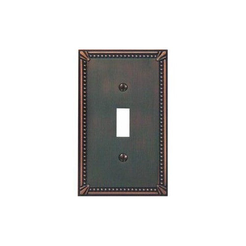 Jackson Deerfield 3001AZ Imperial Bead Antique Single Toggle Wall Plate, Bronze