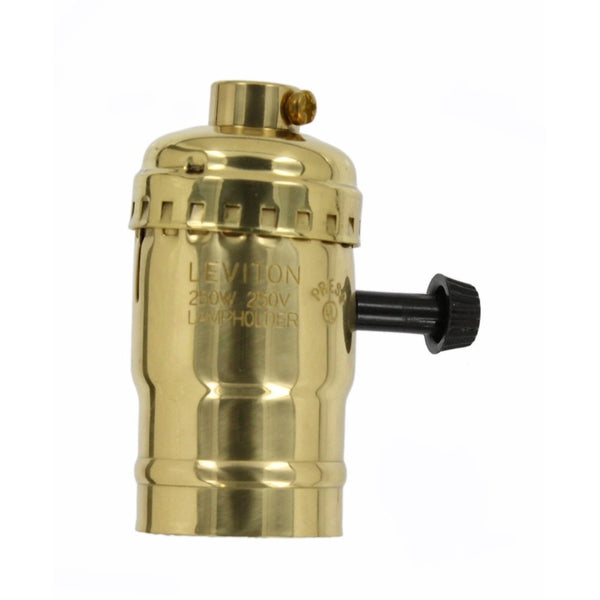 Leviton 7090-BR Medium Base Complete, Brass Shell Incandescent Lampholder, Removeable Turn Knob, Brass
