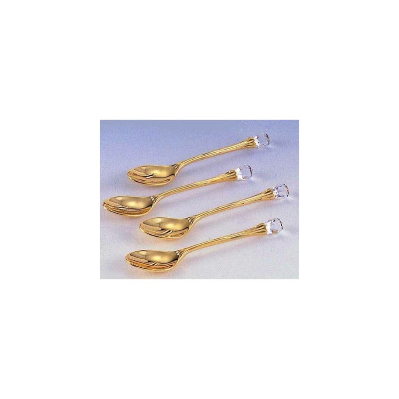 Elegance Silver 8758G Gold Plated Spoon with Crystal (Pack of 4)