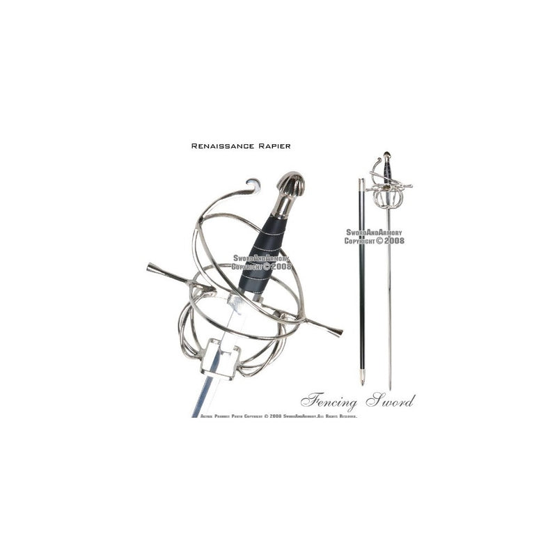 Ace Martial Arts Supply Renaissance Rapier Fencing Sword with Swept Hilt Guard