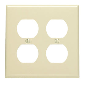 Leviton 80716-I 2-Gang, 2-Duplex, Receptacle Wallplate, Standard Size, Thermoplastic Nylon, Device Mount, Ivory