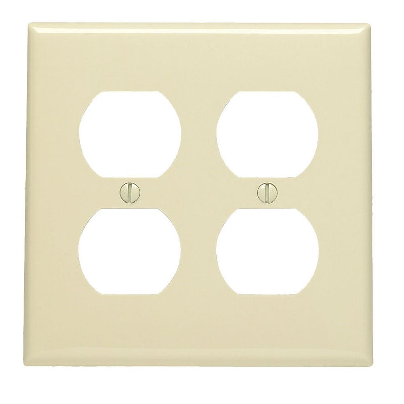 Leviton 80716-I 2-Gang, 2-Duplex, Receptacle Wallplate, Standard Size, Thermoplastic Nylon, Device Mount, Ivory
