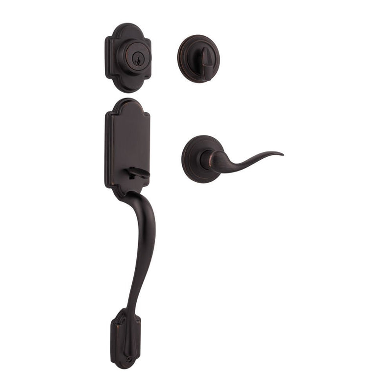 Kwikset Arlington Single Cylinder Handleset with Tustin Lever featuring SmartKey Security in, Venetian Bronze