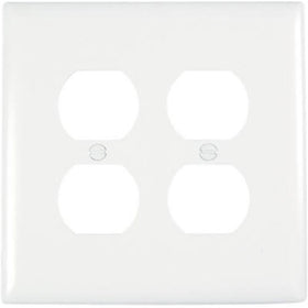 Pass & Seymour TPJ82WCC10 2 Gang Double Duplex Outlet Opening Wall Plate, Nylon, White