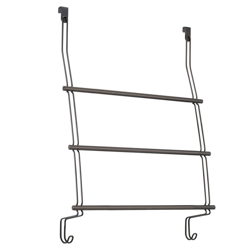 InterDesign Classico Over the Door Towel Rack with Hooks for Bathroom - Bronze