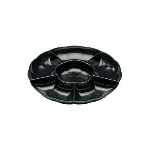 Black Plastic Compartment Serving Tray 12-inch