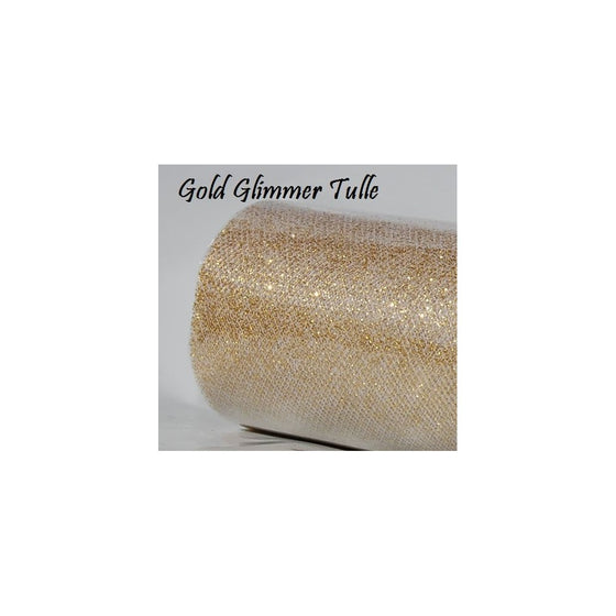 Wedding GLITTER Tulle Roll 6in x 30ft GOLD Sparkling Tulle (10 yards)