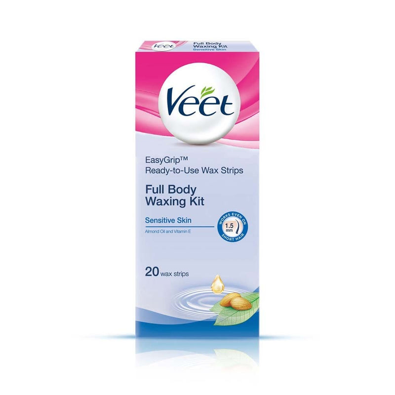 Veet Full Body Waxing Kit - Sensitive Skin (Pack of 20 Wax Strips)