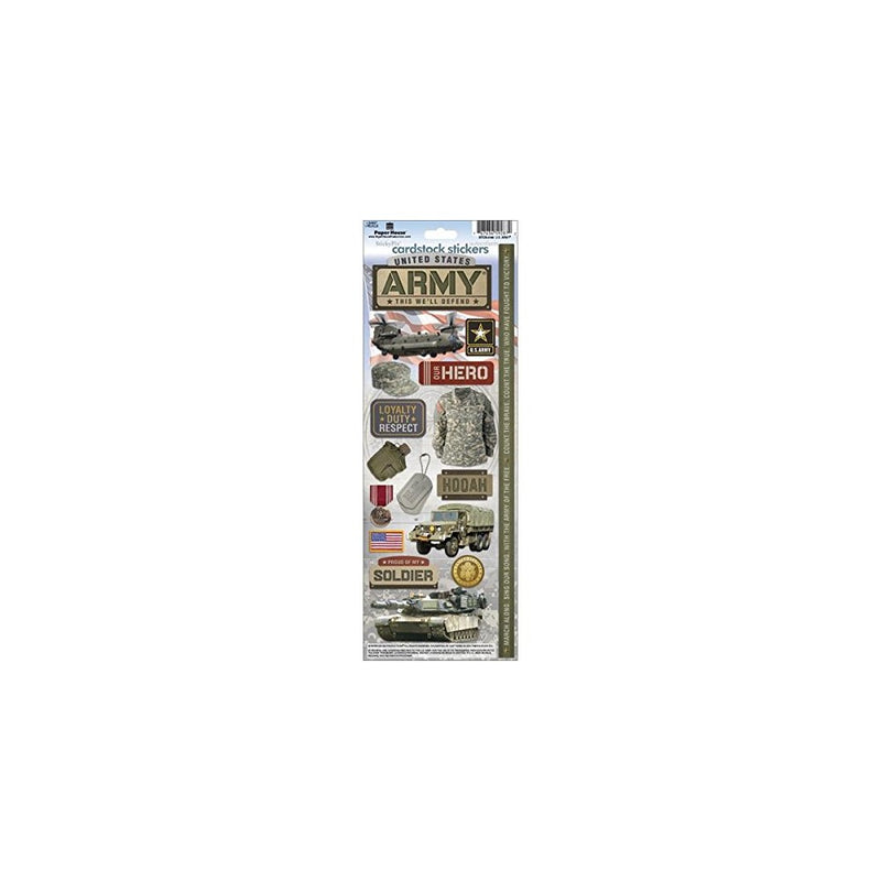 Paper House STCX196E Cardstock Stickers, Army