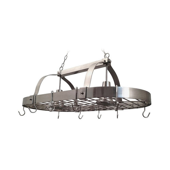 Elegant Designs PR1000-BSN Home Collection 2 Light Kitchen Pot Rack with Down Lights, Brushed Nickel