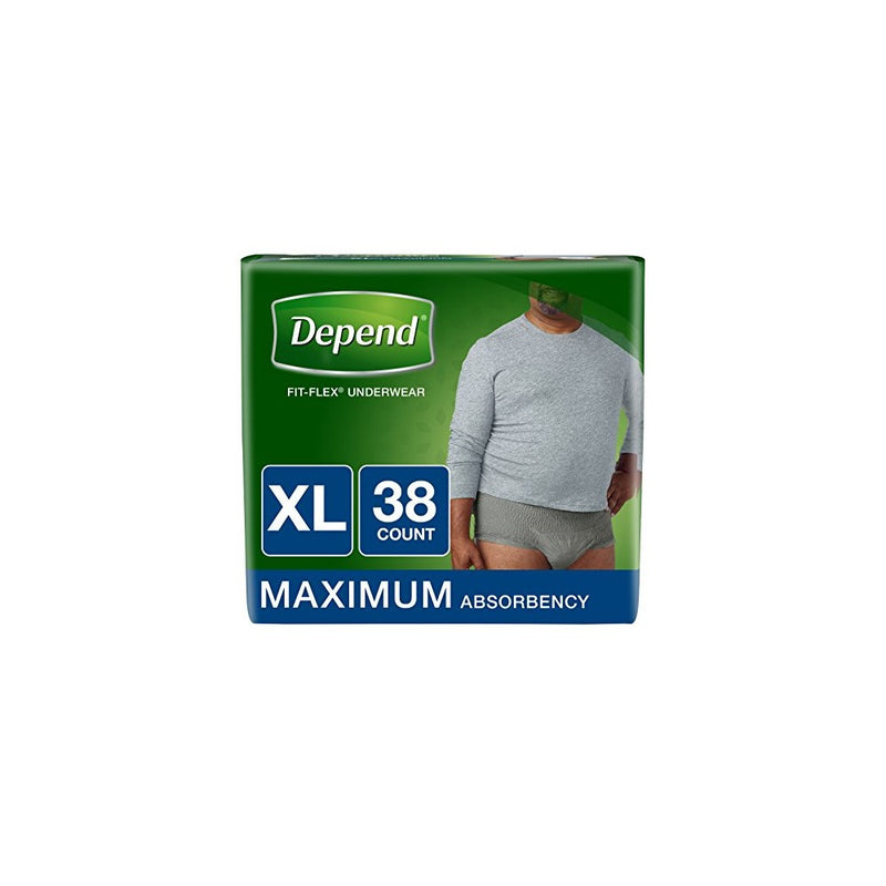 Depend FIT-FLEX Incontinence Underwear for Men, Maximum Absorbency, L/XL, Gray (Packaging may vary)