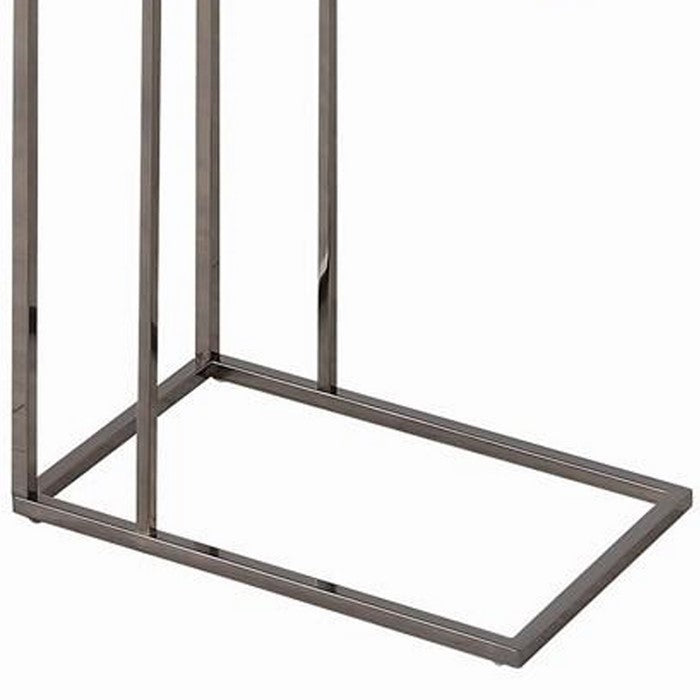 Stylish Wooden Snack Table With Metal Base, Gray