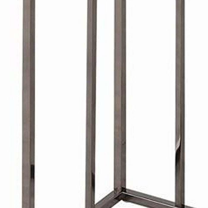 Stylish Wooden Snack Table With Metal Base, Gray