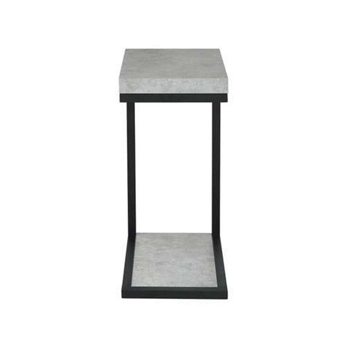 Industrial Faux Cement Designed Snack Table, Gray And Black
