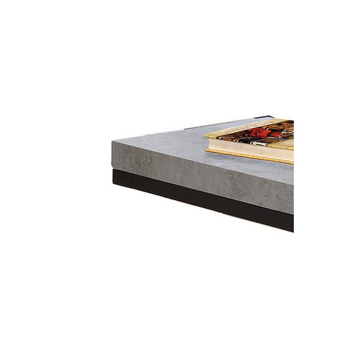 Industrial Faux Cement Designed Snack Table, Gray And Black