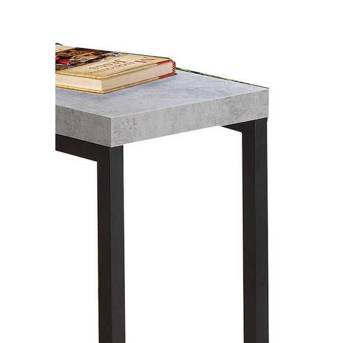 Industrial Faux Cement Designed Snack Table, Gray And Black