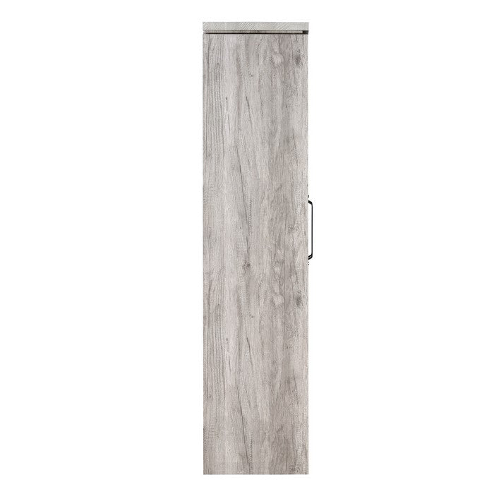 Spacious Wooden Curio Cabinet With Two Glass Doors,  Gray