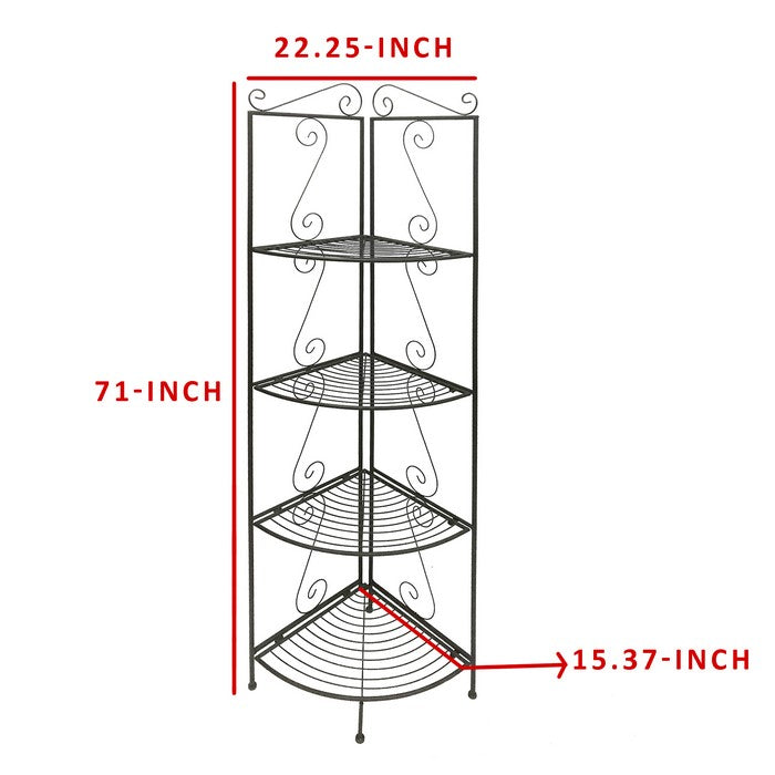 4 Tier Copper Metal Corner Shelf Bookcase