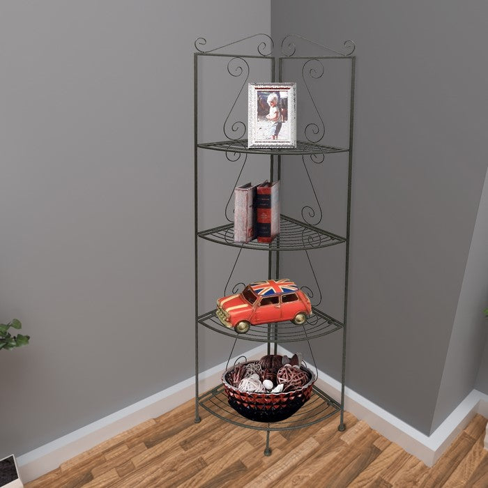 4 Tier Copper Metal Corner Shelf Bookcase
