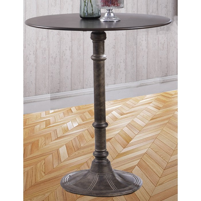 Round Industrial Metal Counter Height Table, Black
