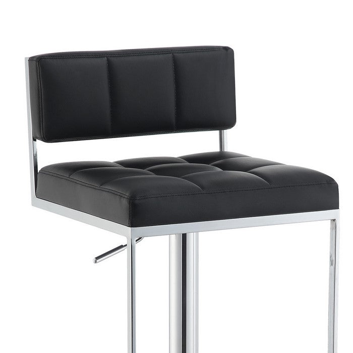 Adjustable Contemporary Metal Bar Stool, Black & Silver