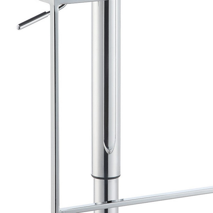 Adjustable Contemporary Metal Bar Stool, Black & Silver