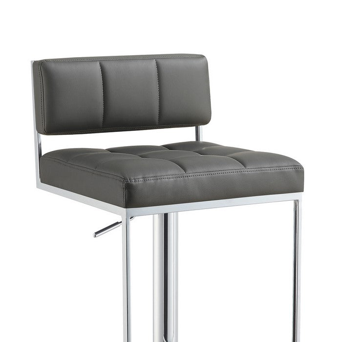 Classic Adjustable Metal Bar Stool, Gray & Silver