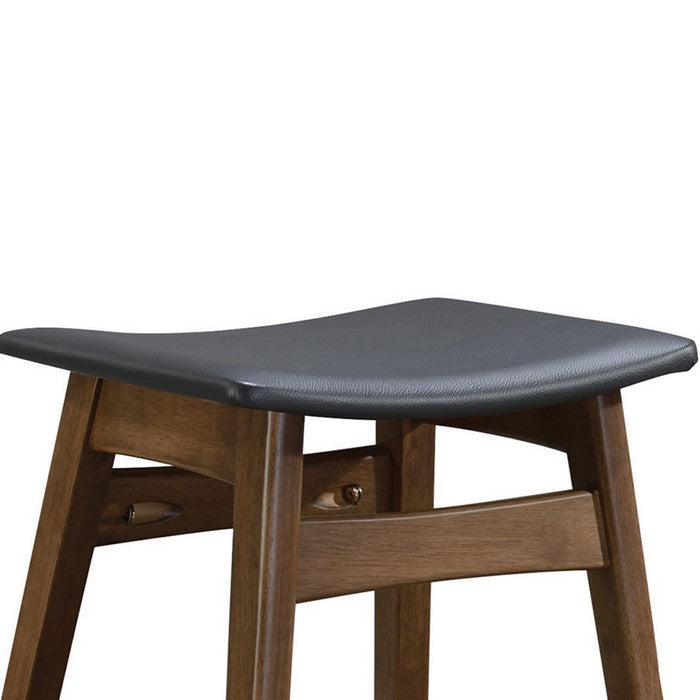 Mid-Century Modern Angled Bar Stool, Brown And Gray ,Set of 2