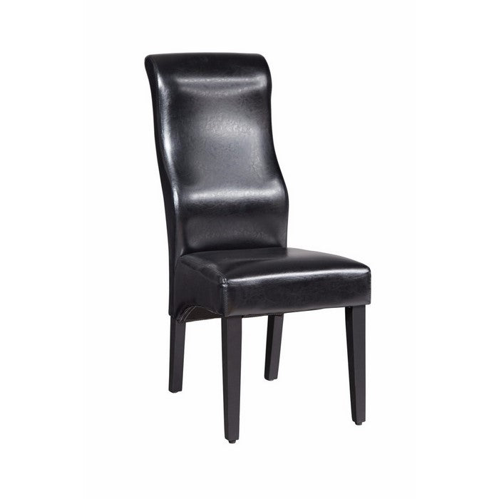 Transitional Style Upholstered Dining Side Chair, Black, Set of 2