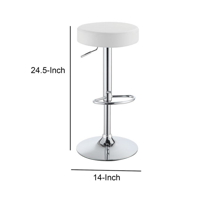 Classy Backless Adjustable Height Bar Stool, White