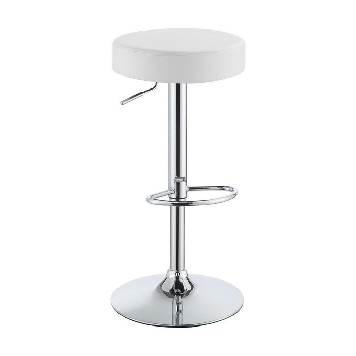 Classy Backless Adjustable Height Bar Stool, White