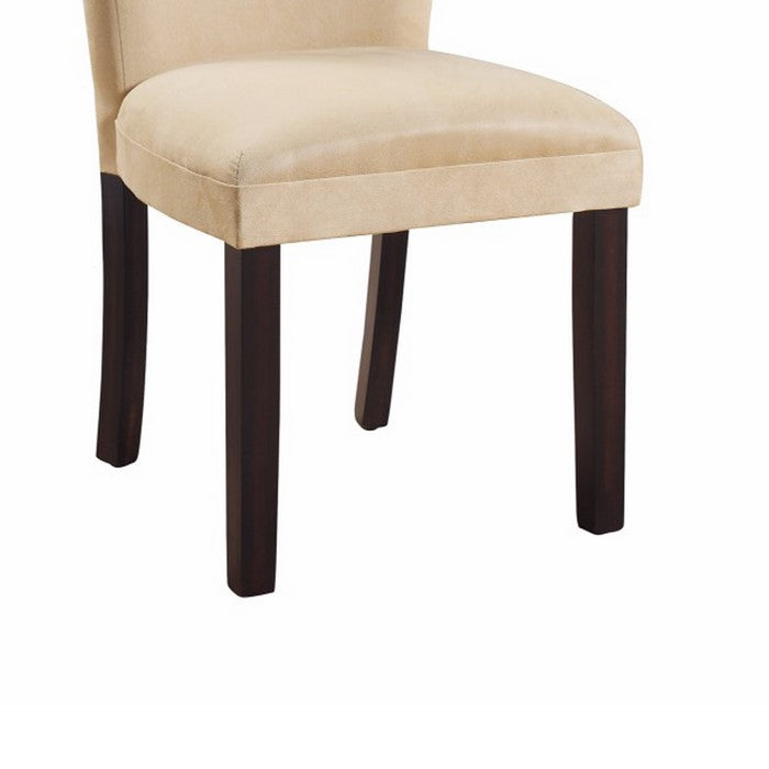 Modish Upholstered Side Dining Chair, Beige And Brown, Set of 2