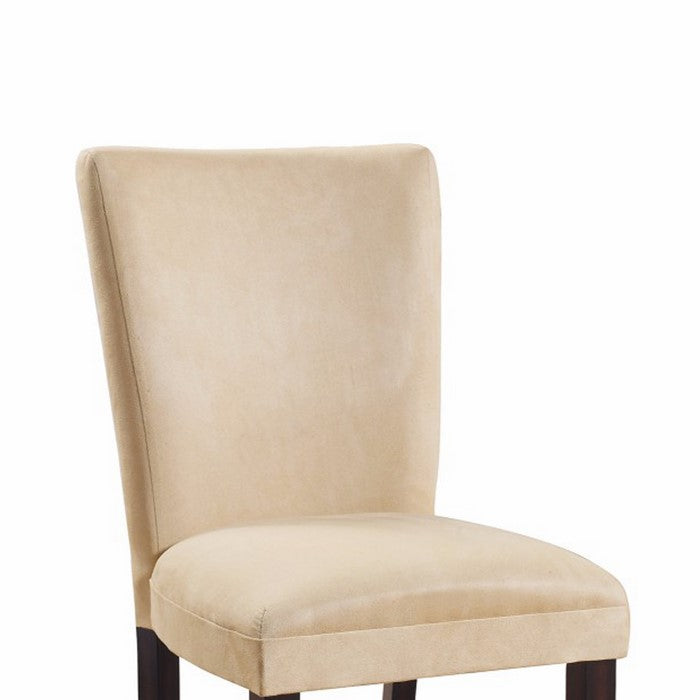 Modish Upholstered Side Dining Chair, Beige And Brown, Set of 2