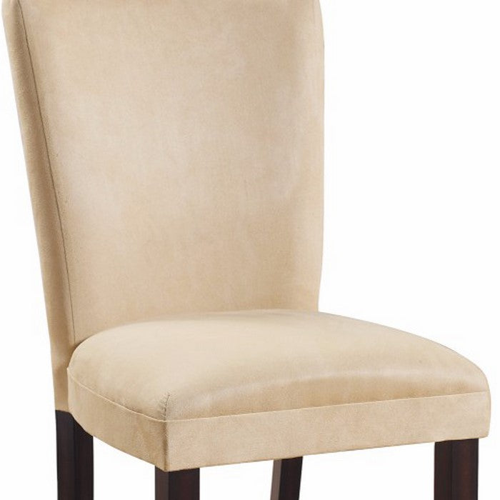 Modish Upholstered Side Dining Chair, Beige And Brown, Set of 2