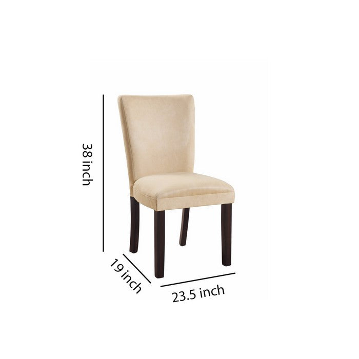 Modish Upholstered Side Dining Chair, Beige And Brown, Set of 2