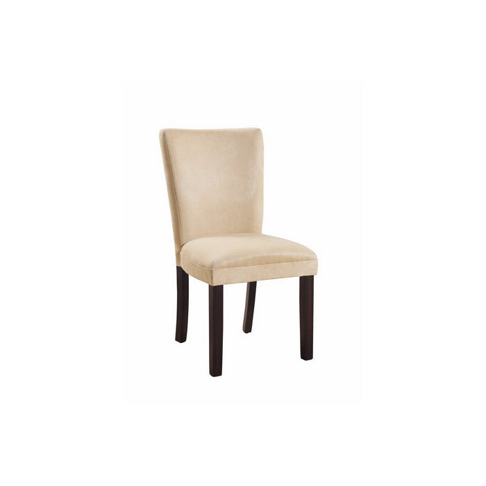 Modish Upholstered Side Dining Chair, Beige And Brown, Set of 2