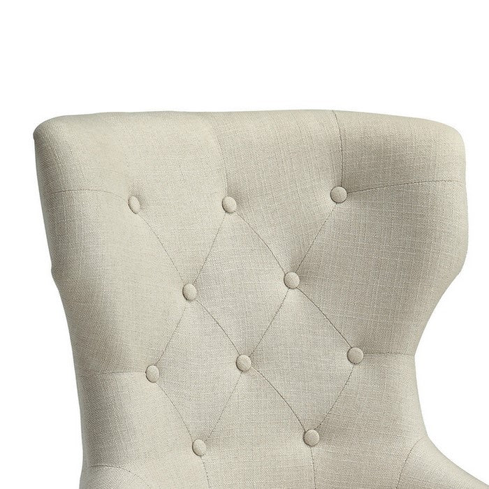 Luxurious And Comfy Button Tufted Dining Chair, Beige