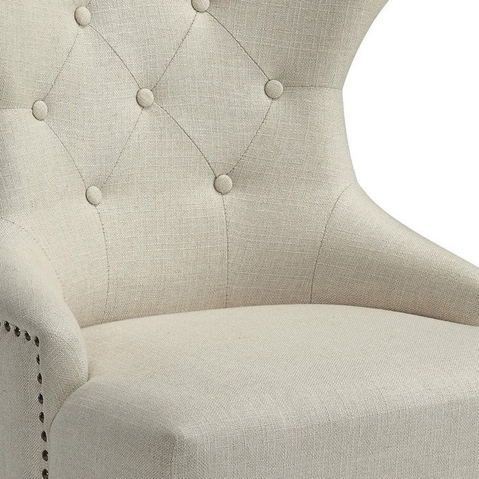 Luxurious And Comfy Button Tufted Dining Chair, Beige