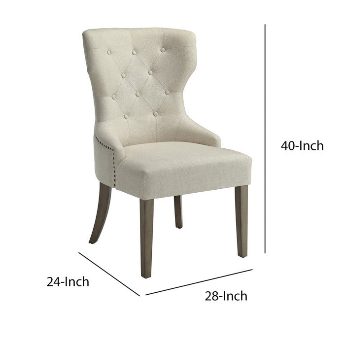 Luxurious And Comfy Button Tufted Dining Chair, Beige