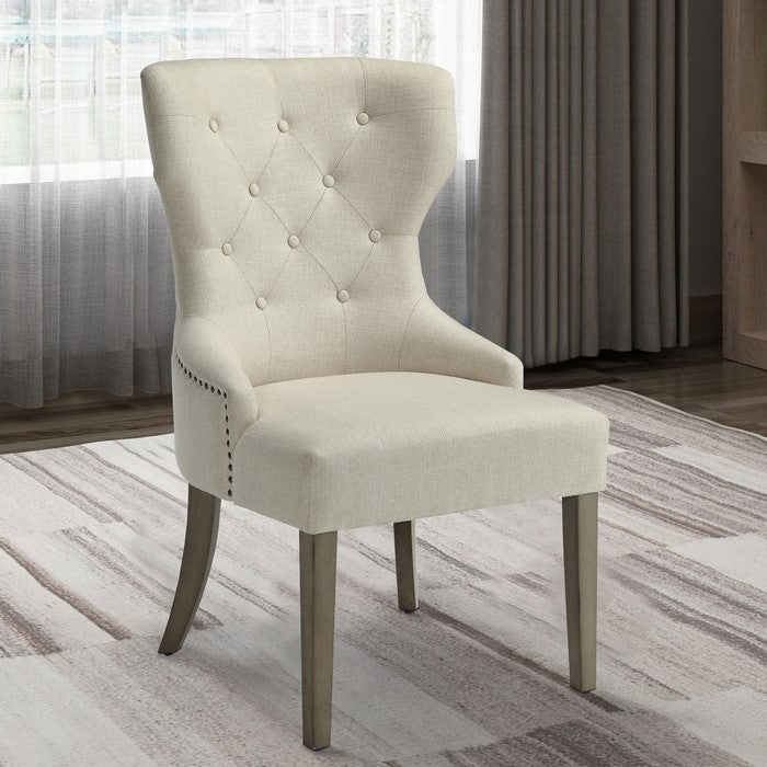 Luxurious And Comfy Button Tufted Dining Chair, Beige