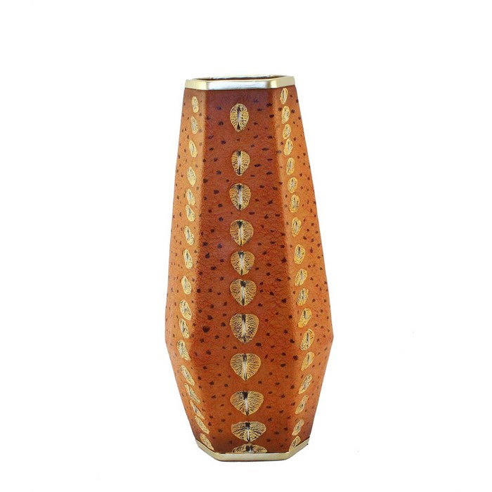 Polyresin SturgeonDecorative Vase, Orange And Gold