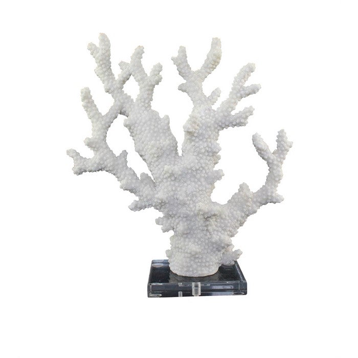 Polyresin Coral Sculpture With Acrylic Base, White