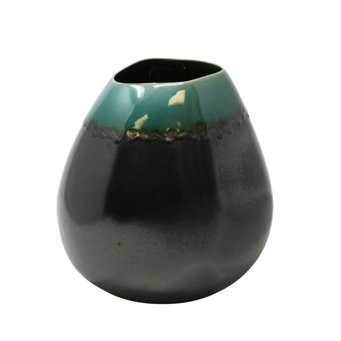 Flamboyant CeramicDecorative Bulb Vase, Gray And Green