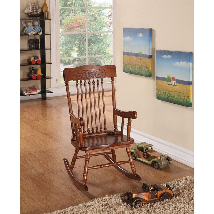 Sober Wooden Rocking Chair, Tobacco Brown