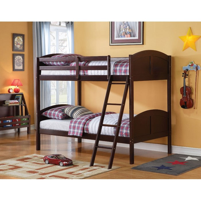 Wooden Twin/Twin Bunk Bed, Espresso Brown